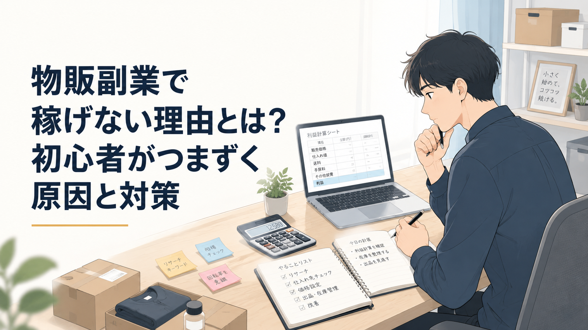 物販副業の利益計算と在庫管理を静かなデスクで整理する初心者