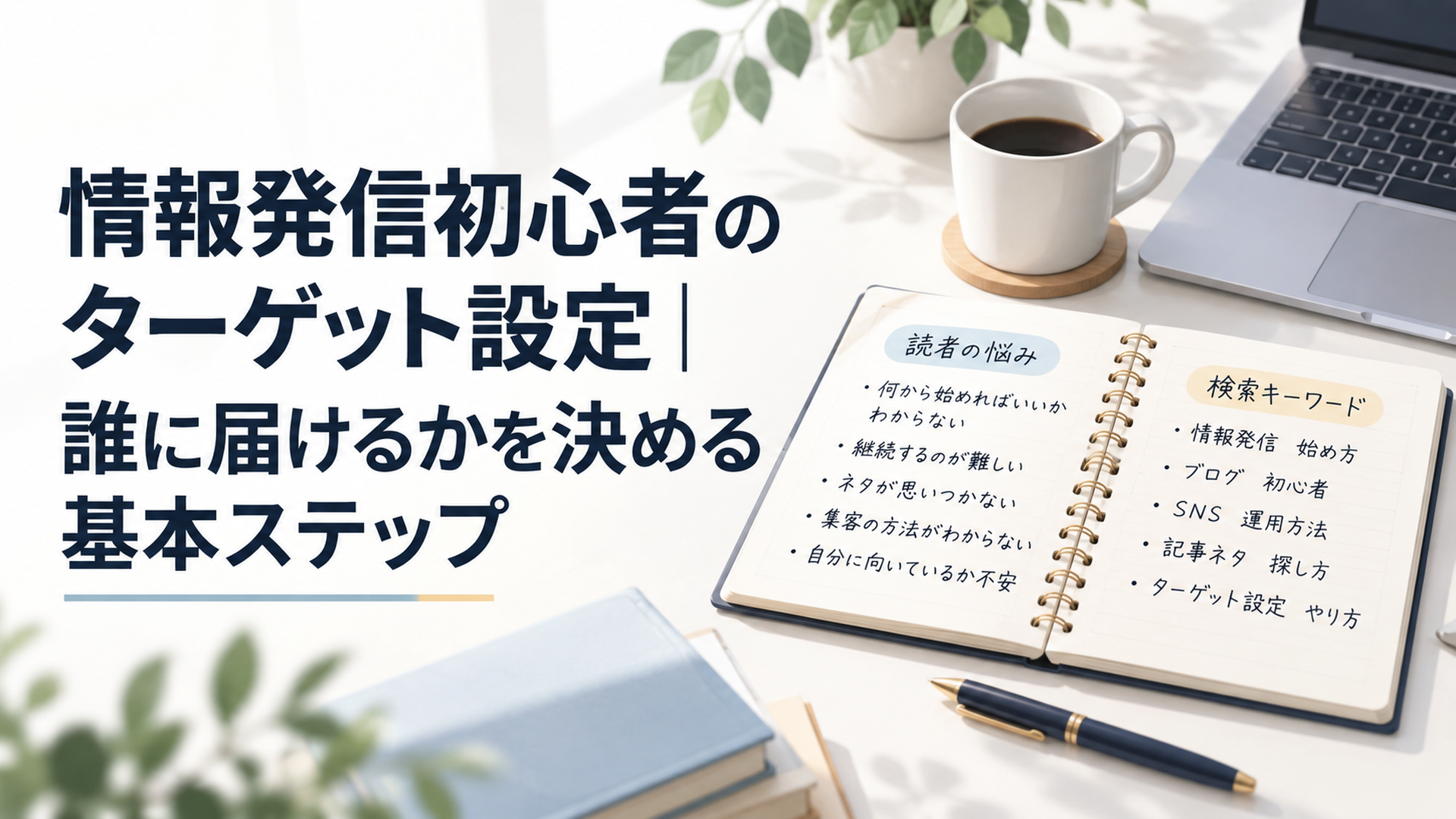 ノートに読者の悩みと検索キーワードを書き出しターゲット設定を整理する静かなデスク